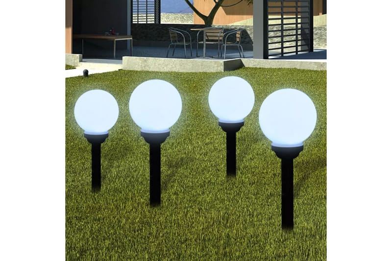 Utelampa LED solpanel 15 cm 4 st med markspikar - Vit - Pollare