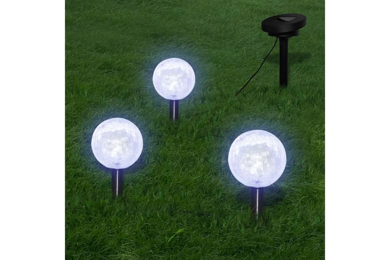Utelampa med markspett 3 LED rund solcell - Vit - Belysning - Utomhusbelysning - Pollare