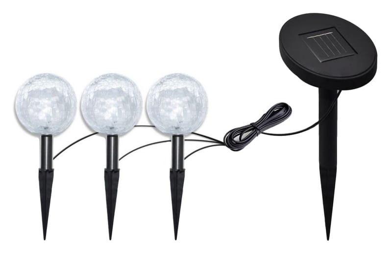 Utelampa med markspett 3 LED rund solcell - Vit - Belysning - Utomhusbelysning - Pollare