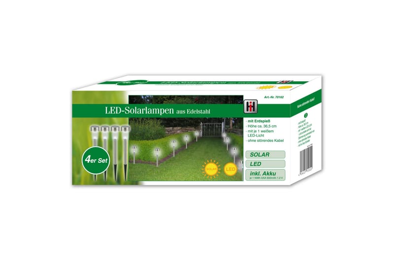 HI Trädgårdsbelysning solcell LED 4-pack rostfritt stål 36 c - Silver - Solcellslampa & solcellsbelysning
