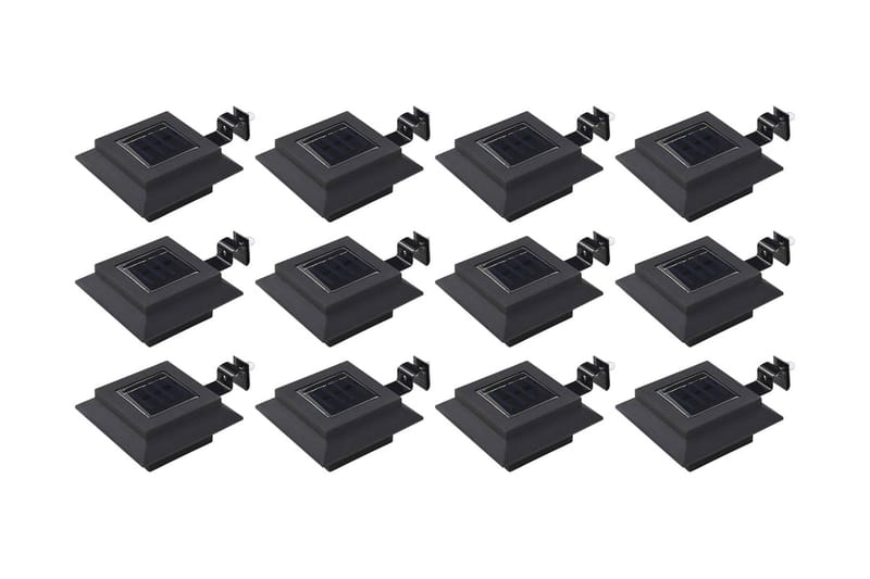 Solcellslampor 12 st LED fyrkantiga 12 cm svart - Svart - Belysning - Utomhusbelysning - Solcellslampa & solcellsbelysning