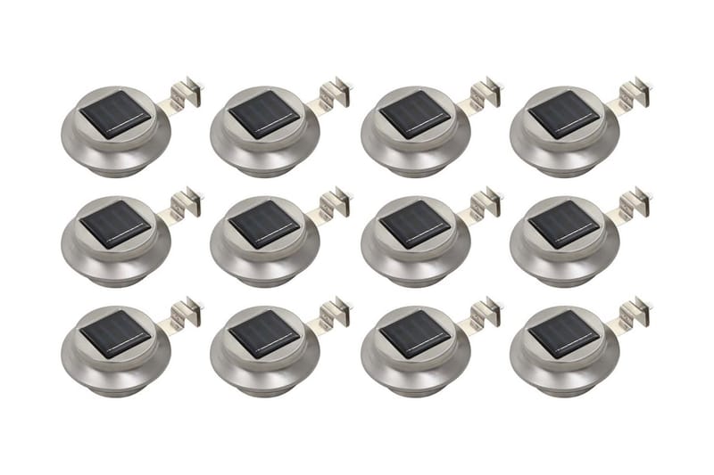 Solcellslampor 12 st LED runda 12 cm vit - Silver - Belysning - Utomhusbelysning - Solcellslampa & solcellsbelysning