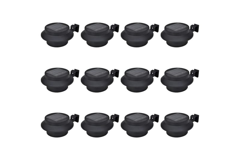 Solcellslampor för staket 12 st LED svart - Svart - Belysning - Utomhusbelysning - Solcellslampa & solcellsbelysning