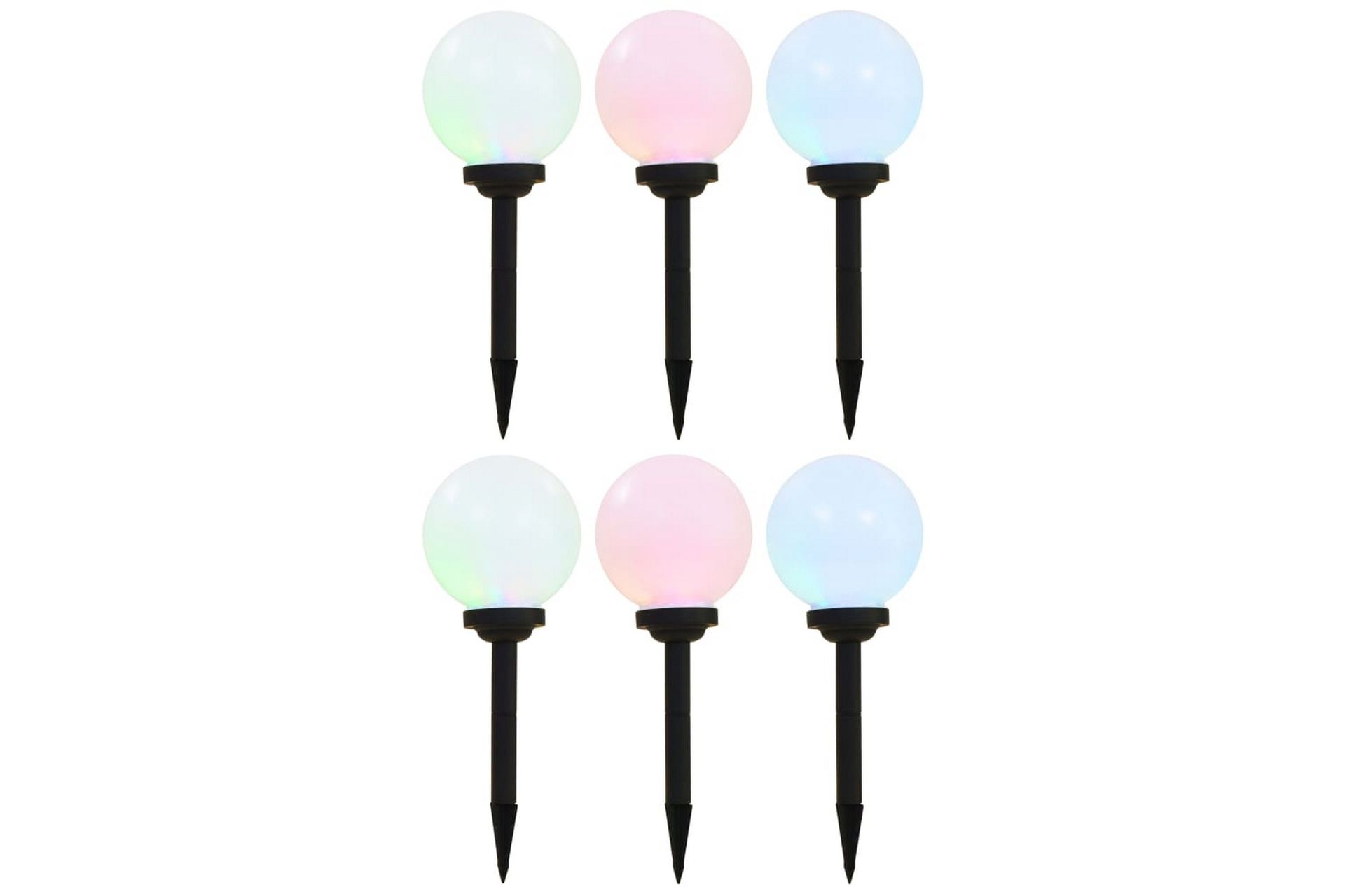 Solcellslampor med LED 6 st sfäriska 20 cm RGB - Vit