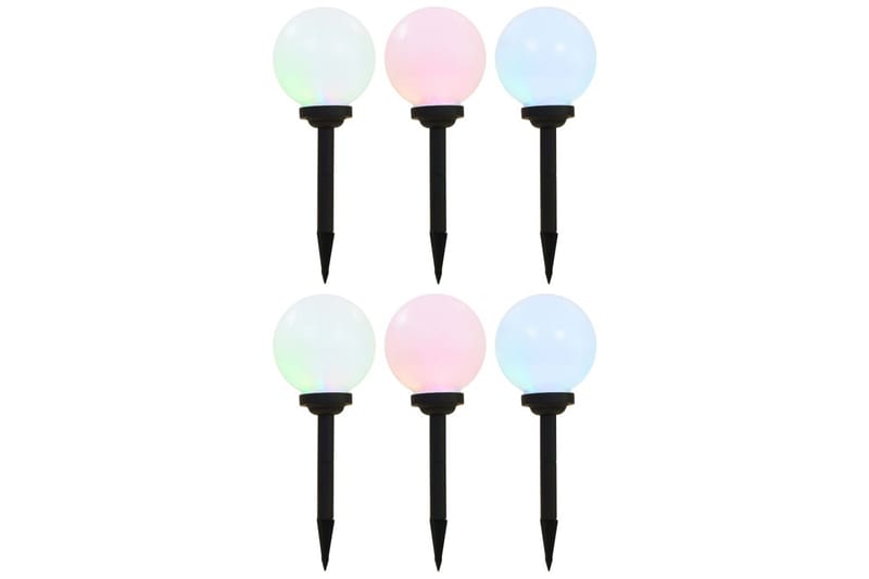 Solcellslampor med LED 6 st sfäriska 20 cm RGB - Vit - Belysning - Utomhusbelysning - Solcellslampa & solcellsbelysning