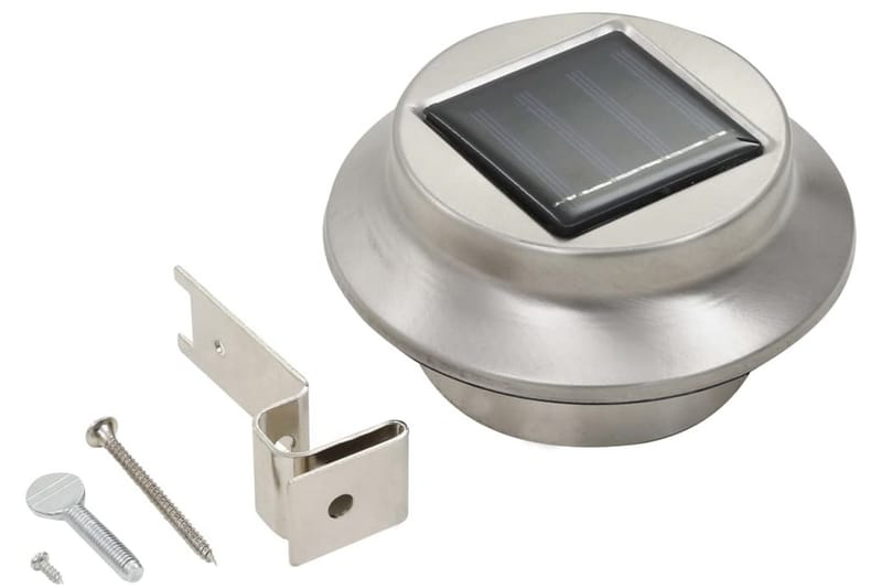 Sollampa LED set 6 st rund 12 cm vit - Silver - Solcellslampa & solcellsbelysning