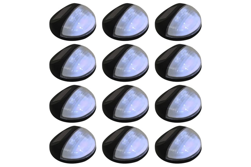 Sollampa vägg LED set 12 st rund svart - Svart - Belysning - Utomhusbelysning - Solcellslampa & solcellsbelysning
