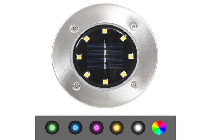 Marklampor soldrivna 8 st LED RGB-färg - Stål/Svart - Spotlights utomhus