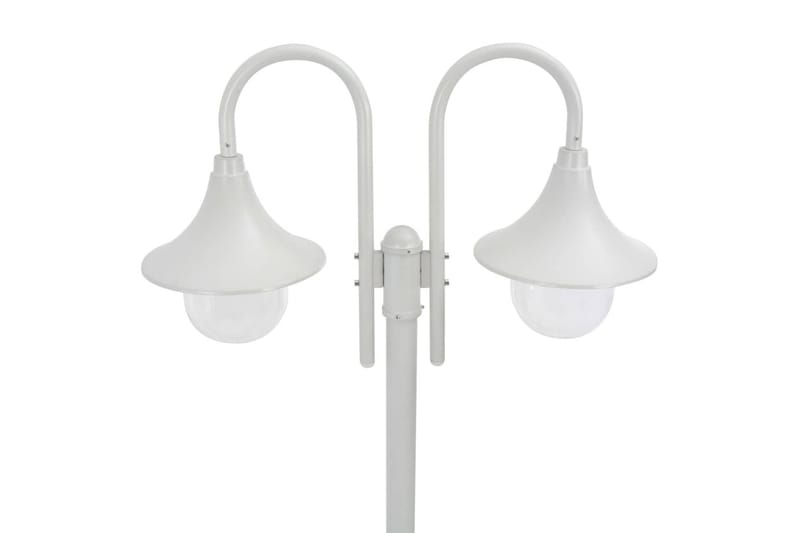 Lyktstolpe för trädgård E27 220 cm aluminium 2 lyktor vit - Vit - Belysning - Utomhusbelysning - Stolplyktor & grindlyktor