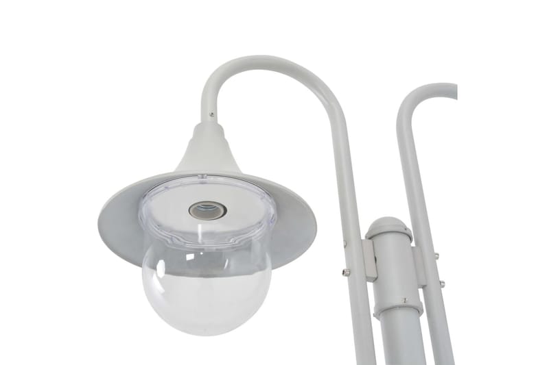 Lyktstolpe för trädgård E27 220 cm aluminium 2 lyktor vit - Vit - Belysning - Utomhusbelysning - Stolplyktor & grindlyktor