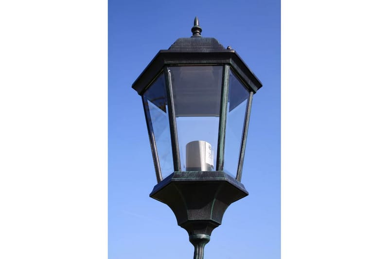 Trädgårdslampa 2 armar 230 cm mörkgrön/svart aluminium - Grön - Stolplyktor & grindlyktor