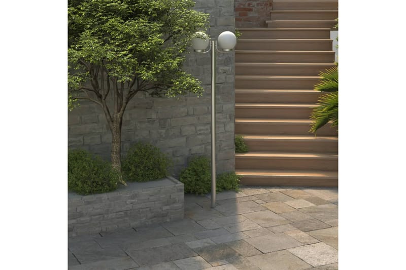 Trädgårdslampa 2 lampor 220 cm - Vit - Belysning - Utomhusbelysning - Stolplyktor & grindlyktor