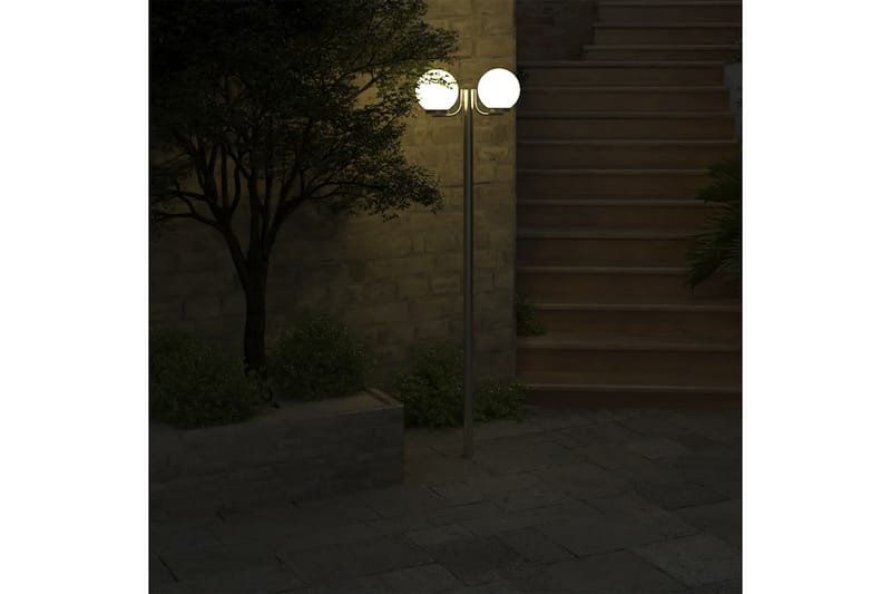 Trädgårdslampa 2 lampor 220 cm - Vit - Belysning - Utomhusbelysning - Stolplyktor & grindlyktor
