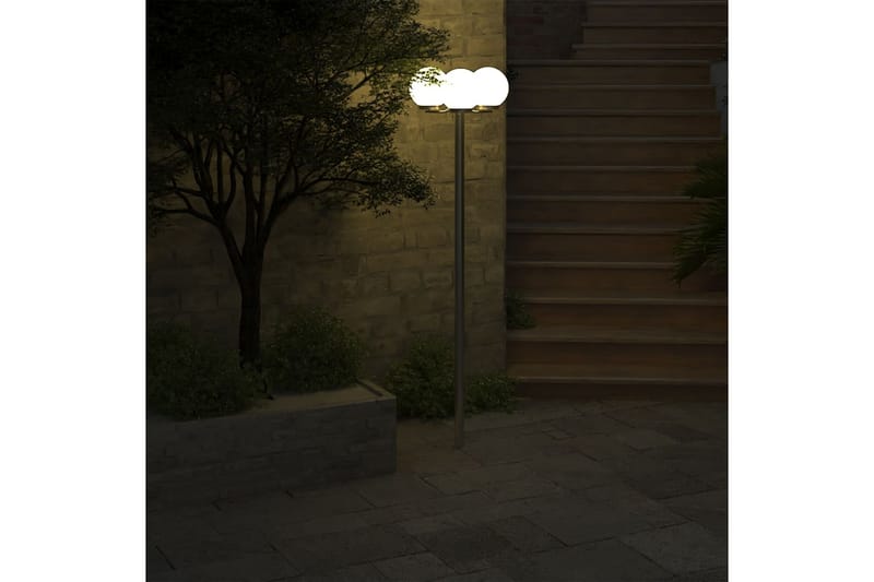 Trädgårdslampa 3 lampor 220 cm - Vit - Belysning - Utomhusbelysning - Stolplyktor & grindlyktor