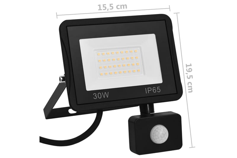 Strålkastare med sensor 30 W LED kallvit - Svart - Belysning - Utomhusbelysning - Strålkastare
