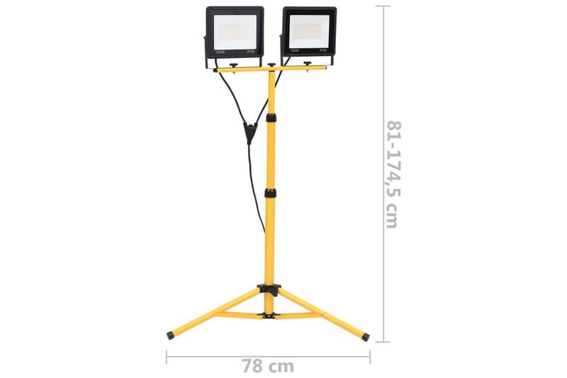 Strålkastare med stativ 2x100 W LED kallvit - Svart - Belysning - Utomhusbelysning - Strålkastare