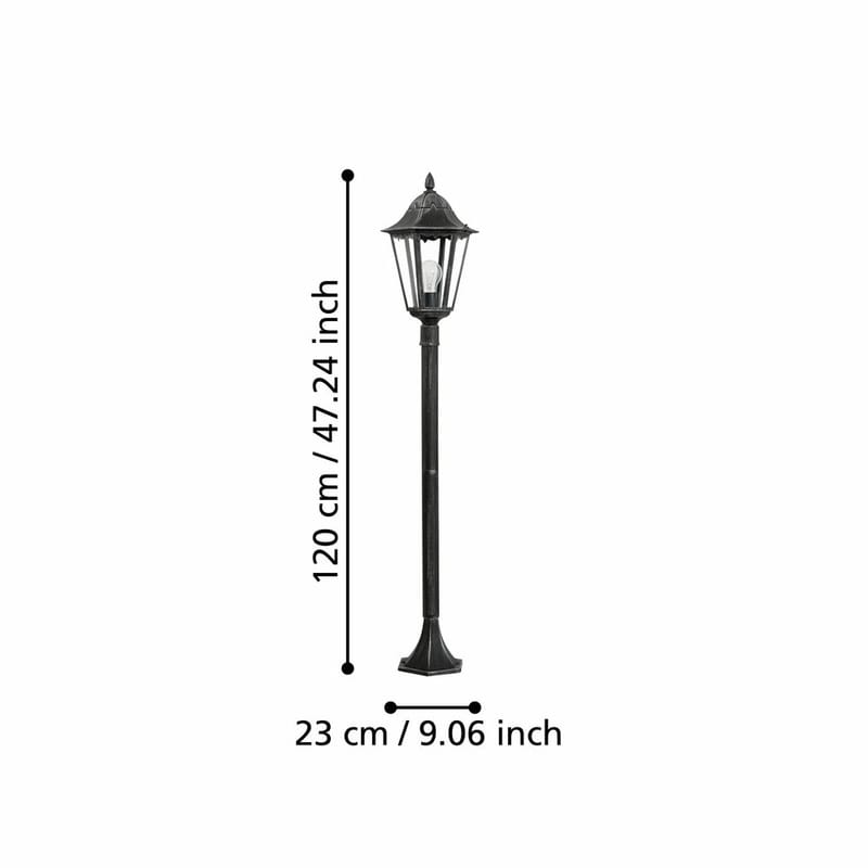 Trädgårdslykta Navedo - Svart/Silverpatina, 1200 mm - Belysning - Utomhusbelysning - Stolplyktor & grindlyktor