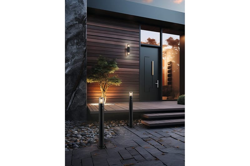 Vägglampa Hoosic - 2 lampor, Mattsvart, Med rörelsesensor - Belysning - Utomhusbelysning - Fasadbelysning