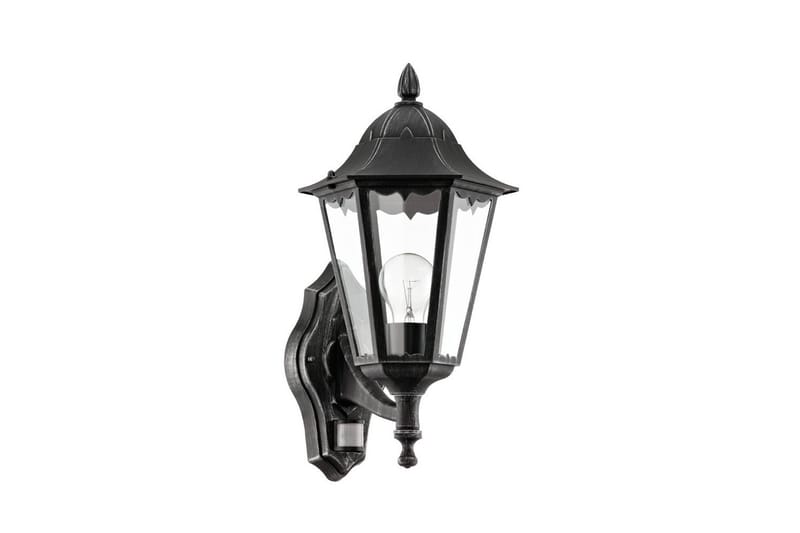 Vägglampa Utebelysning Eglo Navedo med Sensor Svart, Silverpatinerad Klar, Svart/Silver