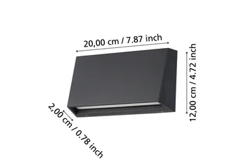 Vägglampa Utebelysning Eglo Spongano 120 mm - Antracit - Belysning - Utomhusbelysning - Fasadbelysning