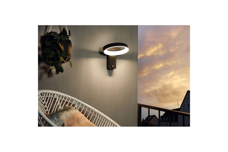 Vägglampa Utebelysning Eglo Pernate med Sensor - Antracit/Vit - Belysning - Utomhusbelysning - Fasadbelysning