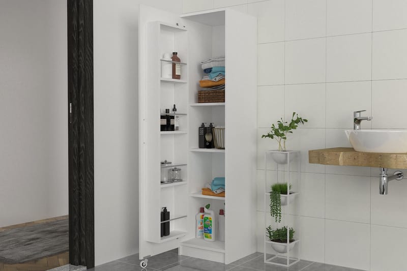 ODEON Högskåp Badrum 44x180 cm Vit - Badrumsskåp
