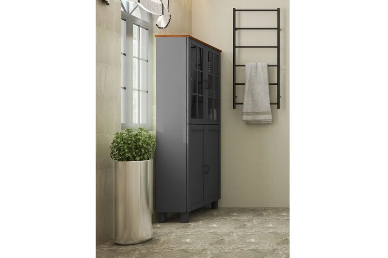 Alby Högskåp till Badrum 130x75x30 cm - Grå - Förvaring - Badrumsförvaring & tvättstuga inredning - Badrumsskåp