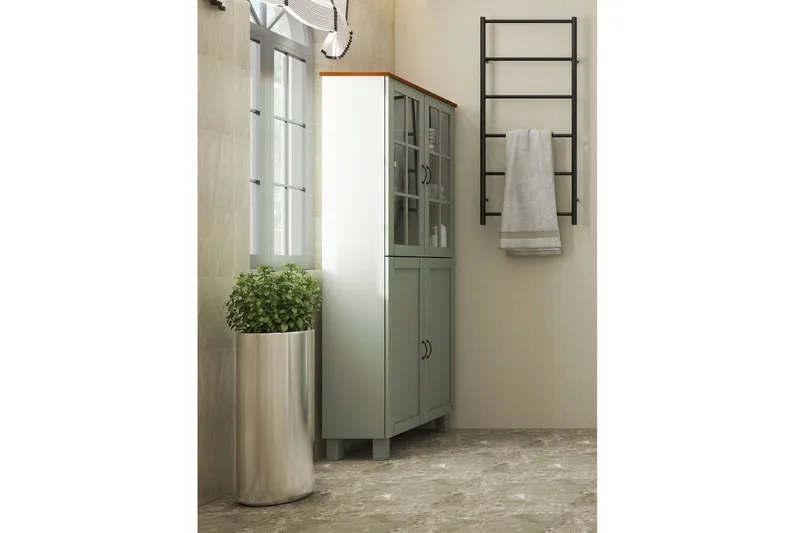 Alby Högskåp till Badrum 130x75x30 cm - Grön - Förvaring - Badrumsförvaring & tvättstuga inredning - Badrumsskåp