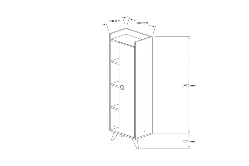 Andifli Badrumsförvaring 50x140 cm - Vit - Förvaring - Badrumsförvaring & tvättstuga inredning