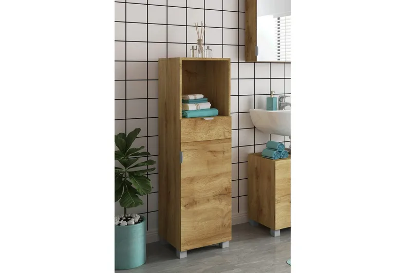Atlas Högskåp till Badrum 129x38x36 cm - Natur - Förvaring - Badrumsförvaring & tvättstuga inredning - Badrumsskåp
