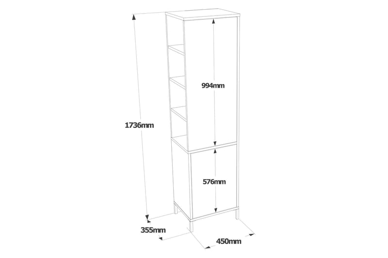 AGATEA Förvaringsskåp 45x173,6 cm Vit - Förvaring - Badrumsförvaring & tvättstuga inredning - Badrumsskåp