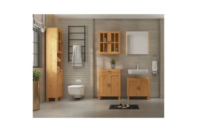 Badrumsskåp Alby 33x30x180 cm, Betsad/Vax - 33x30x180 cm, Betsad/Vax - Förvaring - Badrumsförvaring & tvättstuga inredning - Badrumsskåp