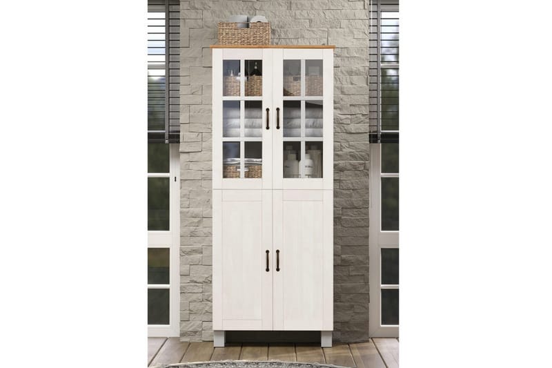 Badrumsskåp Alby 75x30x170 cm, Vit/Honung - 75x30x170 cm, Vit/Honung - Förvaring - Badrumsförvaring & tvättstuga inredning - Badrumsskåp