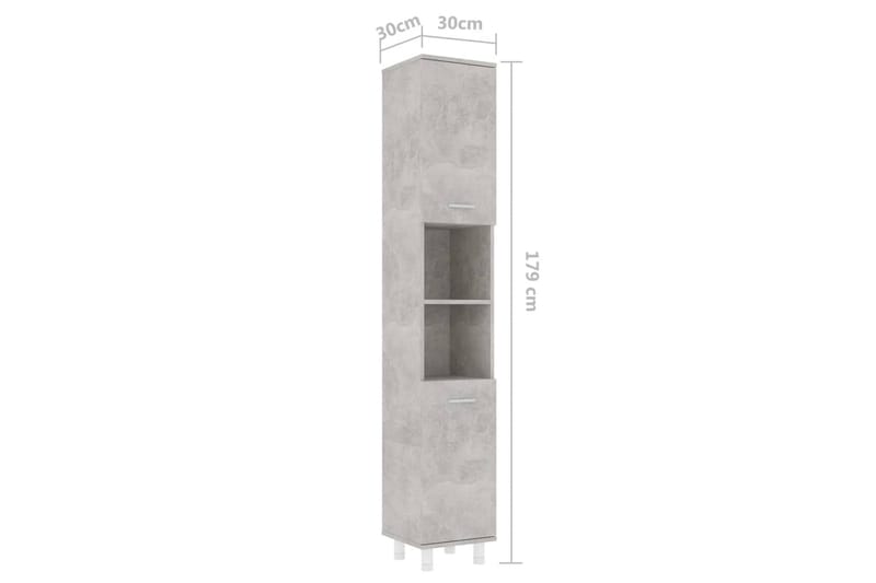 Badrumsskåp betonggrå 30x30x179 cm spånskiva - Grå - Badrumsskåp