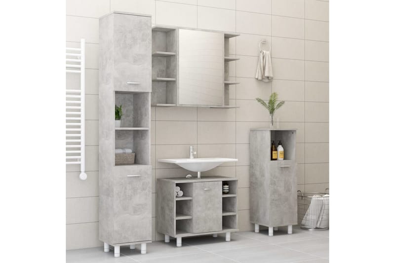 Badrumsskåp betonggrå 30x30x95 cm spånskiva - Grå - Förvaring - Badrumsförvaring & tvättstuga inredning - Badrumsskåp