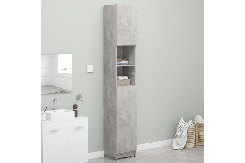 Badrumsskåp betonggrå 32x25,5x190 cm spånskiva - Grå - Förvaring - Badrumsförvaring & tvättstuga inredning - Badrumsskåp
