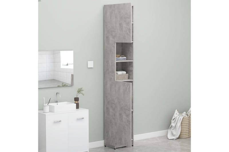 Badrumsskåp betonggrå 32x25,5x190 cm spånskiva - Grå - Förvaring - Badrumsförvaring & tvättstuga inredning - Badrumsskåp