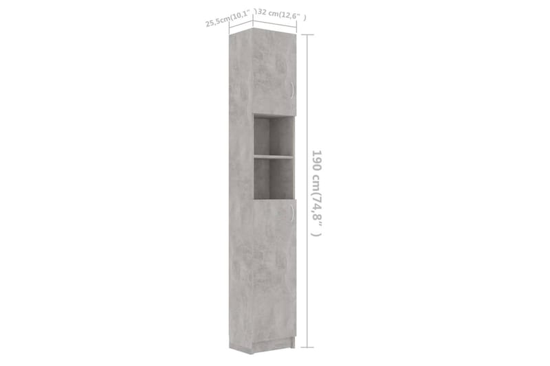 Badrumsskåp betonggrå 32x25,5x190 cm spånskiva - Grå - Förvaring - Badrumsförvaring & tvättstuga inredning - Badrumsskåp