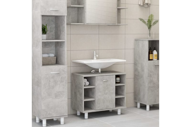 Badrumsskåp betonggrå 60x32x53,5 cm spånskiva - Grå - Förvaring - Badrumsförvaring & tvättstuga inredning - Badrumsskåp