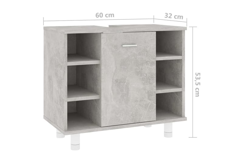 Badrumsskåp betonggrå 60x32x53,5 cm spånskiva - Grå - Förvaring - Badrumsförvaring & tvättstuga inredning - Badrumsskåp