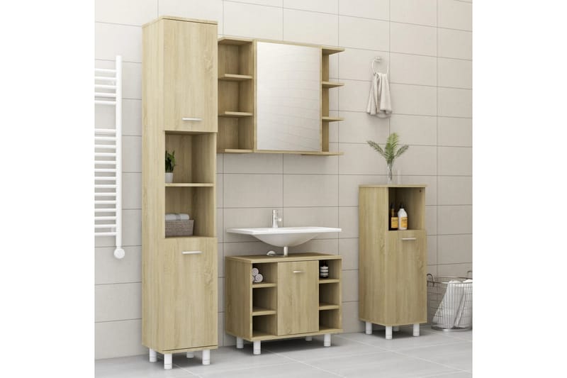 Badrumsskåp sonoma-ek 30x30x95 cm spånskiva - Brun - Förvaring - Badrumsförvaring & tvättstuga inredning - Badrumsskåp