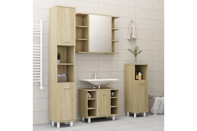 Badrumsskåp sonoma-ek 30x30x95 cm spånskiva - Brun - Förvaring - Badrumsförvaring & tvättstuga inredning - Badrumsskåp