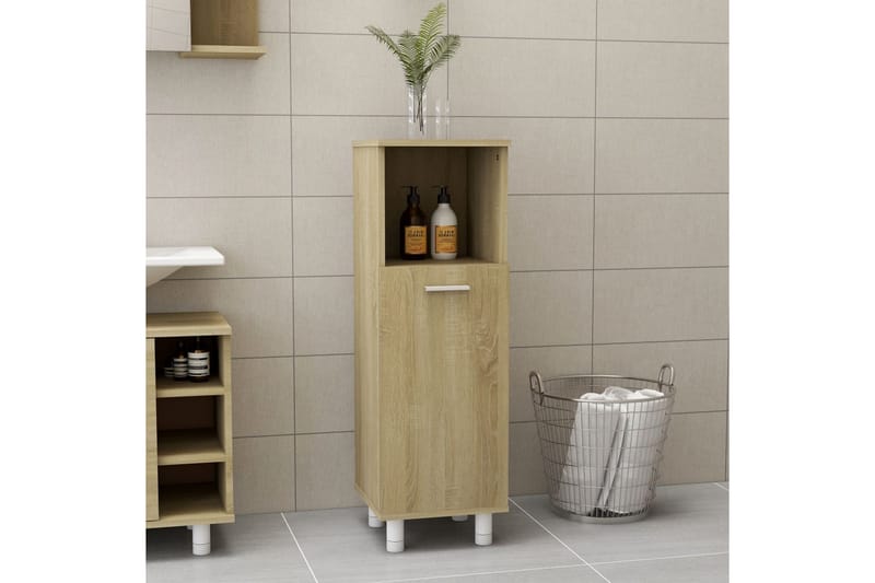 Badrumsskåp sonoma-ek 30x30x95 cm spånskiva - Brun - Förvaring - Badrumsförvaring & tvättstuga inredning - Badrumsskåp
