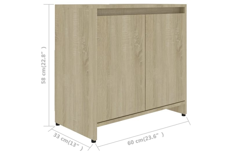 Badrumsskåp sonoma-ek 60x33x61 cm spånskiva - Brun - Förvaring - Badrumsförvaring & tvättstuga inredning - Badrumsskåp