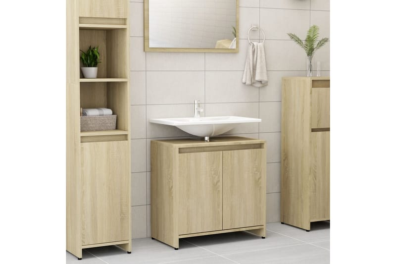 Badrumsskåp sonoma-ek 60x33x61 cm spånskiva - Brun - Förvaring - Badrumsförvaring & tvättstuga inredning - Badrumsskåp