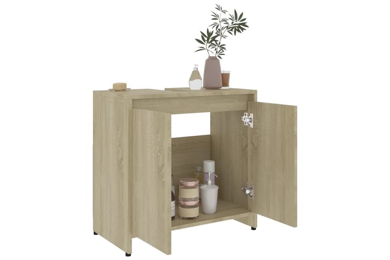 Badrumsskåp sonoma-ek 60x33x61 cm spånskiva - Brun - Förvaring - Badrumsförvaring & tvättstuga inredning - Badrumsskåp