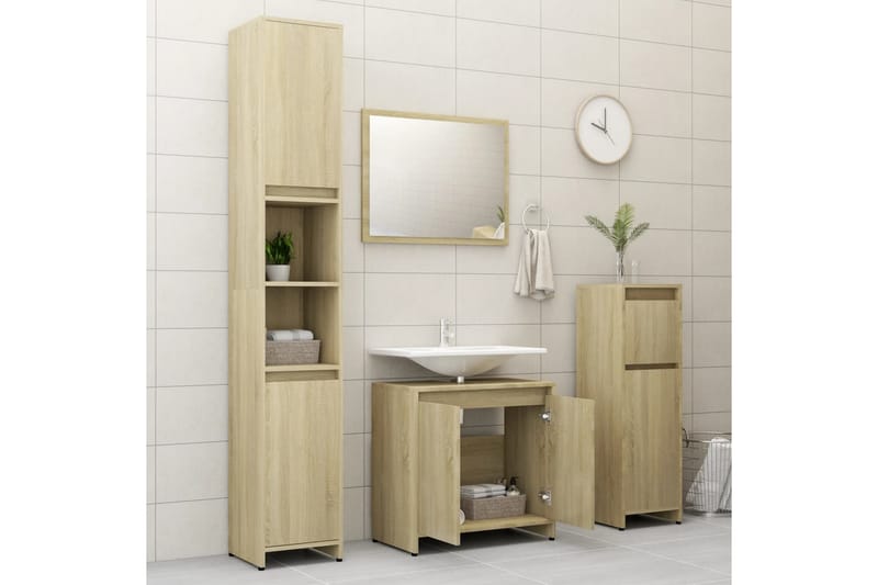 Badrumsskåp sonoma-ek 60x33x61 cm spånskiva - Brun - Förvaring - Badrumsförvaring & tvättstuga inredning - Badrumsskåp