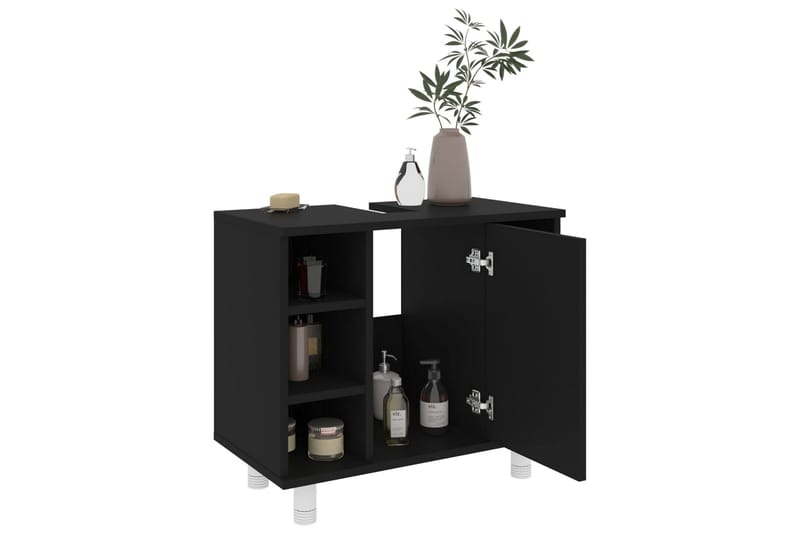Badrumsskåp svart 60x32x53,5 cm spånskiva - Svart - Förvaring - Badrumsförvaring & tvättstuga inredning - Badrumsskåp