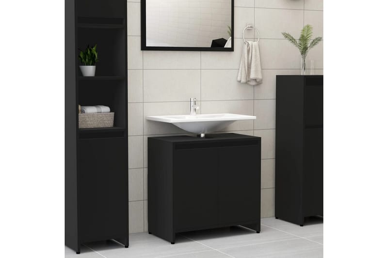Badrumsskåp svart 60x33x61 cm spånskiva - Svart - Förvaring - Badrumsförvaring & tvättstuga inredning - Badrumsskåp