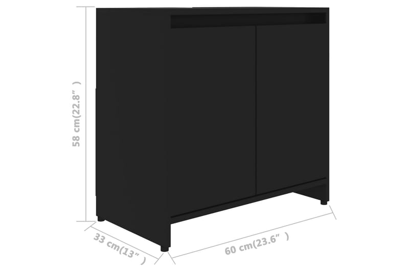 Badrumsskåp svart 60x33x61 cm spånskiva - Svart - Badrumsskåp
